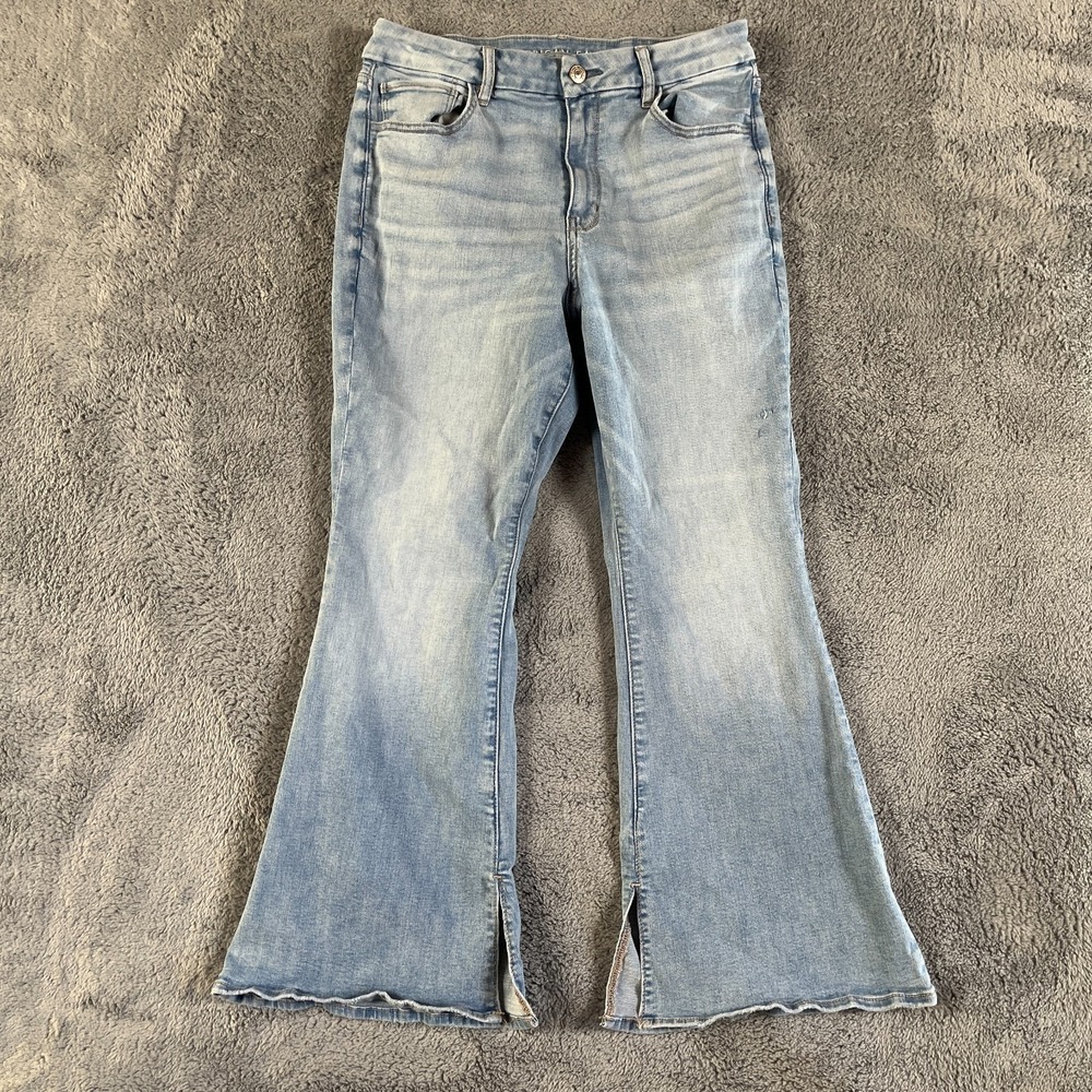 American Eagle Curvy Flare Jeans Womens 10 X-Short Blue Denim Stretch High Rise